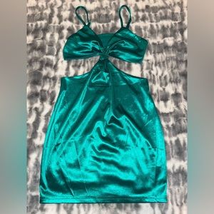 Woman’s satin mini cut out dress